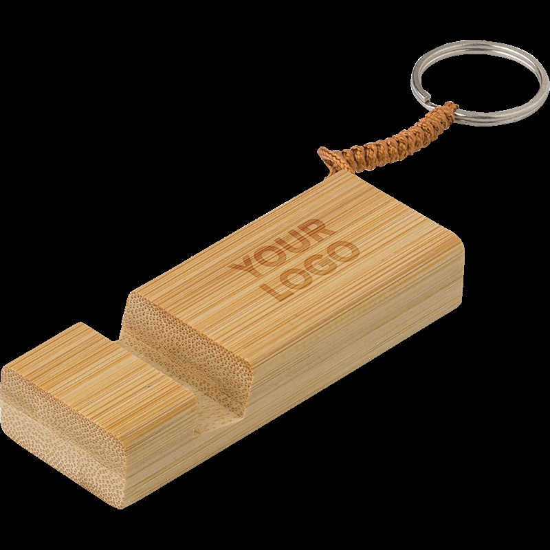 Bamboo Key Chain Phone Stand