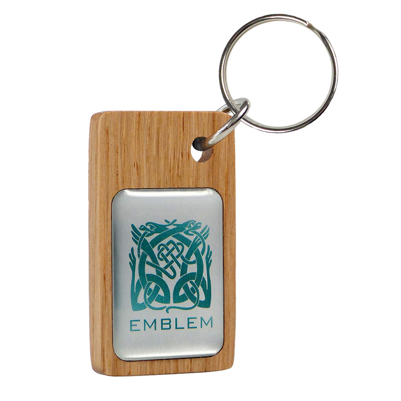 Single Sided Wood Keyrings with Metal Insert
