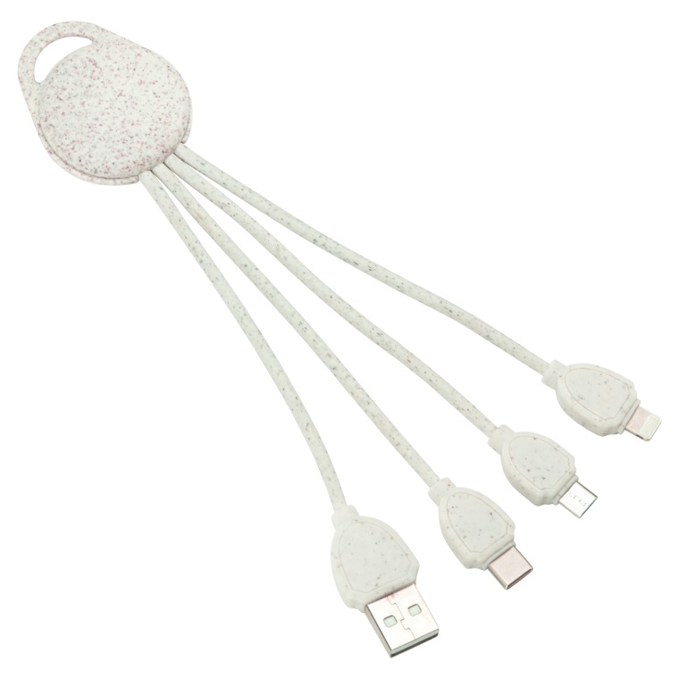 Smart 4-in-1 Wheat Straw Charging Cable
