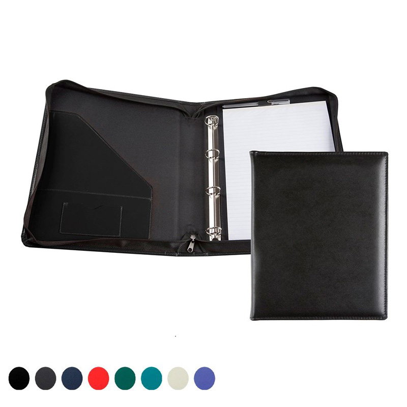 Eleather A4 Ring Zipped Binder with Co ordinating Leather Interior Pockets