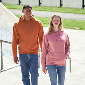 Orange and pink hoodies 