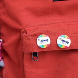 Recycled rainbow pride button badges 