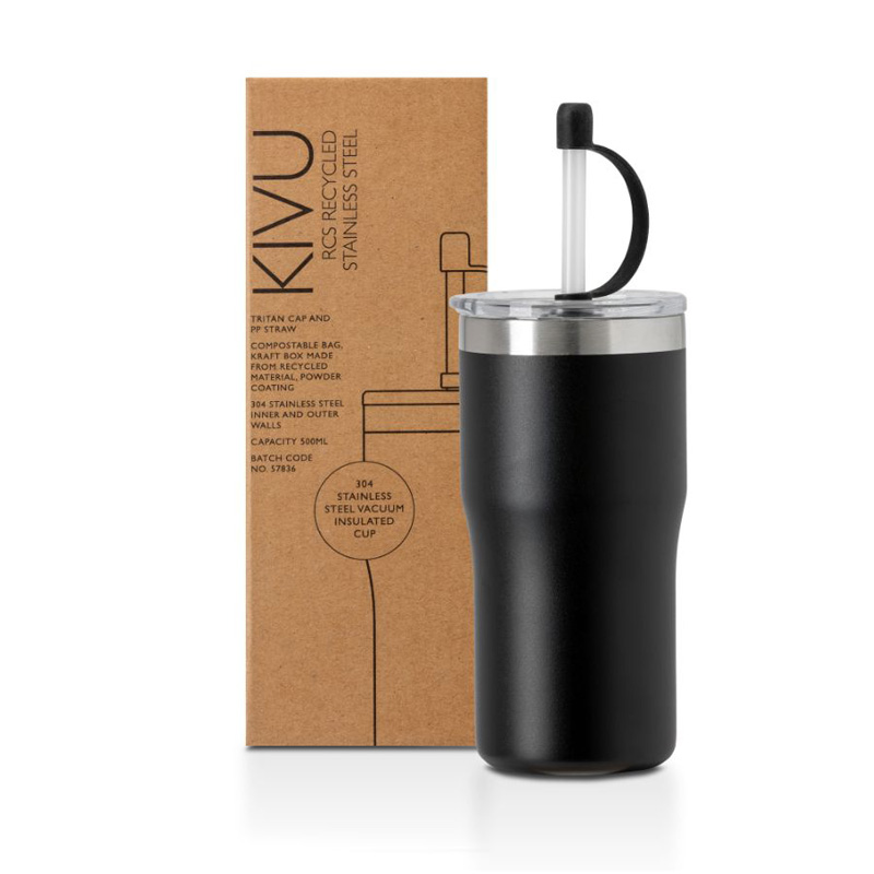 Kivu recycled insulated cup with straw - 500ml