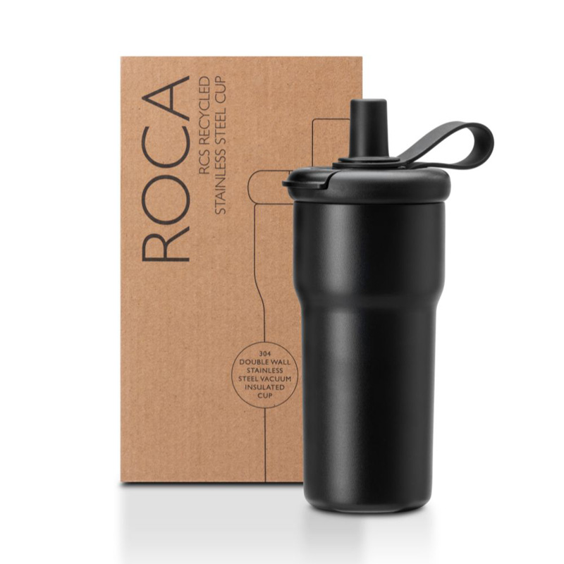 Roca recycled stainless steel insulated cup with integrated straw - 600ml