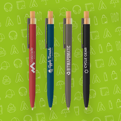 Branded recycled aluminium and bamboo pen
