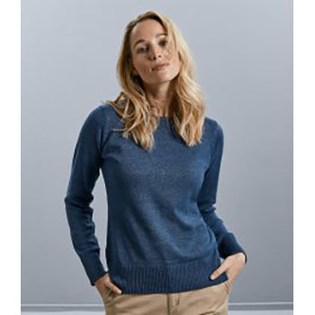 Russell Collection Ladies Cotton Acrylic Crew Neck Sweater