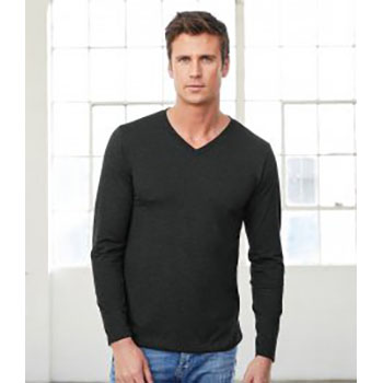 Canvas Unisex Long Sleeve Tri-Blend V Neck T-Shirt