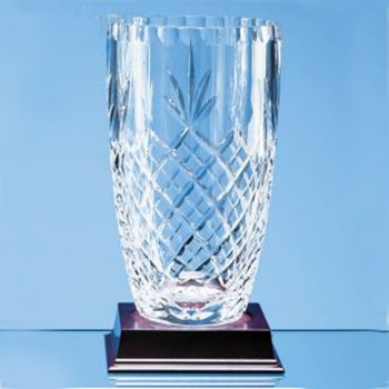 19cm Lead Crystal Panelled Barrel Vase