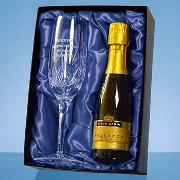 Single Champagne Flute Gift Set with a 20cl Bottle of Prosecco