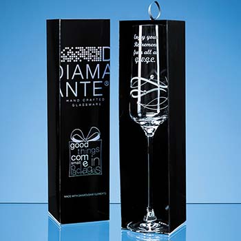 Just For You&#39; Diamante Champagne Flute with Spiral Design Cutting in an attractive Gift Box