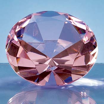 Optical Crystal Pink Diamond Paperweight