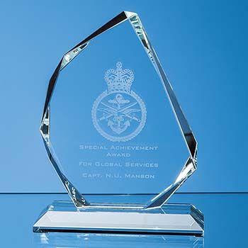 11.5cm x 9.5cm x 15mm Clear Glass Facetted Ice Peak Award