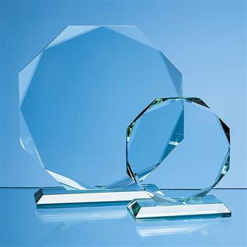 19cm x 19cm x 10mm Jade Glass Facetted Octagon Award