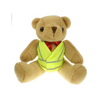 25cm Honey Jointed Bear with Hi Vis Vest
