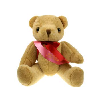 25cm Honey Jointed Bear with Sash