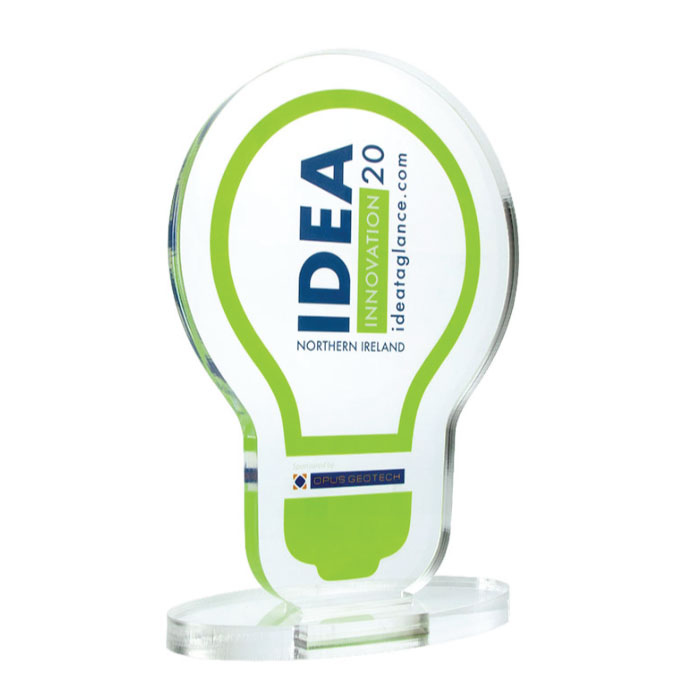 Bespoke Freestanding Acrylic Award with Acrylic Base 75 x 150mm