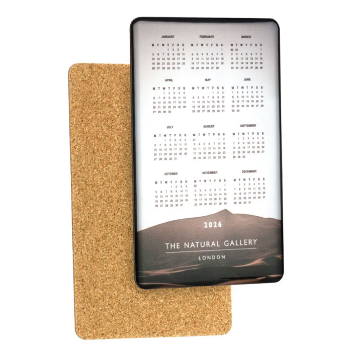 Calendar Metal Coasters Cork Backed - Large