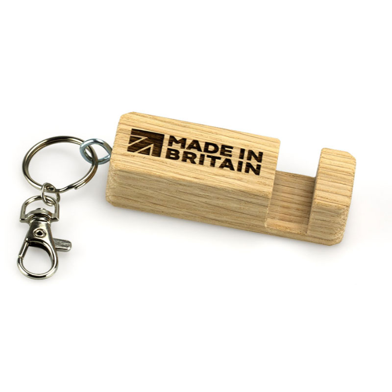 Oak Phone Stand Keyring 