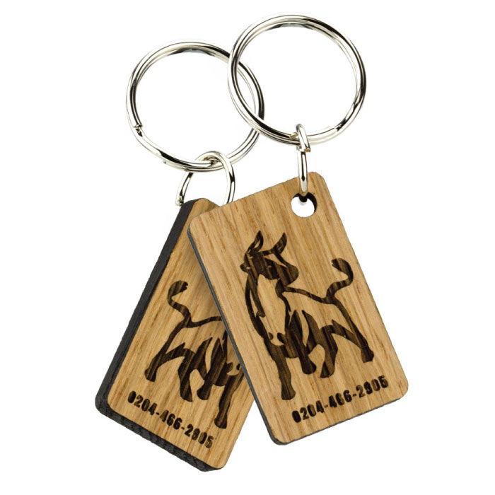 Small Double Sided Wood Keyrings