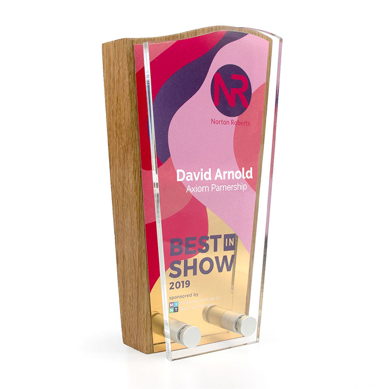 Wood Award With Metal Plate And Acrylic Front