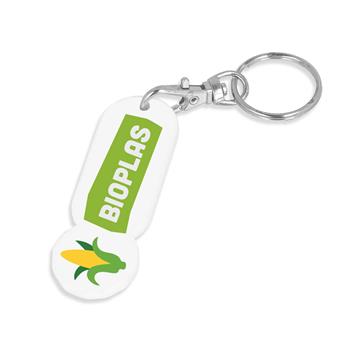 Recycled Plastic NEW Oblong Trolley Stick Keyring - White
