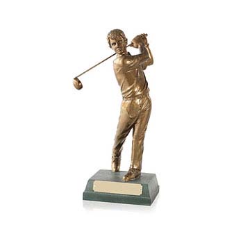 Antique Gold Finish Swing Golf 10" Award