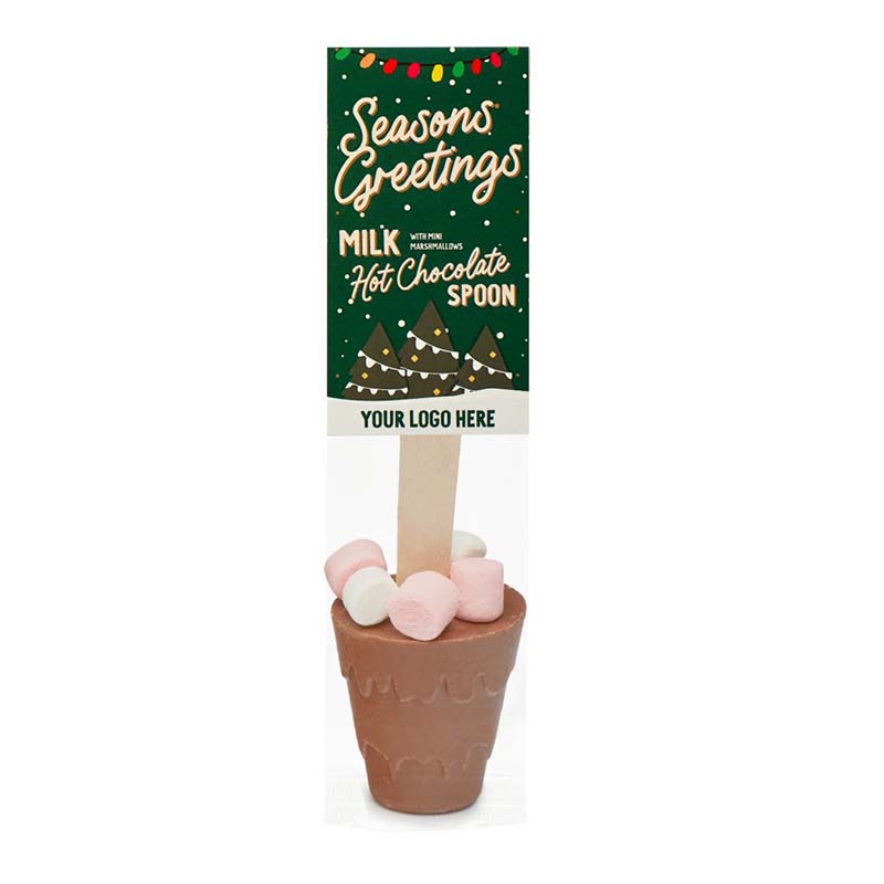 Winter Collection 25 - Eco Info Card - Hot Choc Spoon - Milk Chocolate with Mini Marshmallows