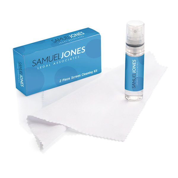 2pc Screen Cleaning Kit White Cloth Printed Box