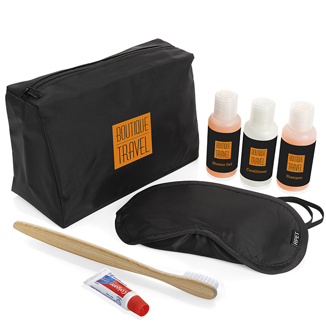 6 Piece Black Travel Set in a Black Bag