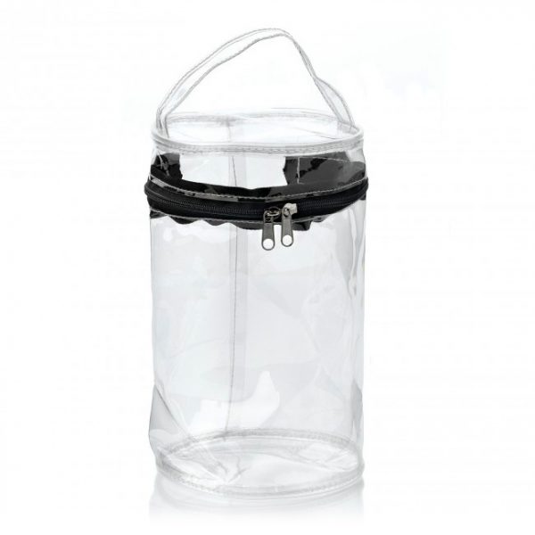 Clear PVC Round Zippered Bag - Black