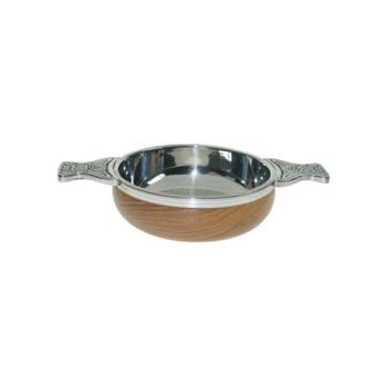 Large Wood and Pewter Quaich