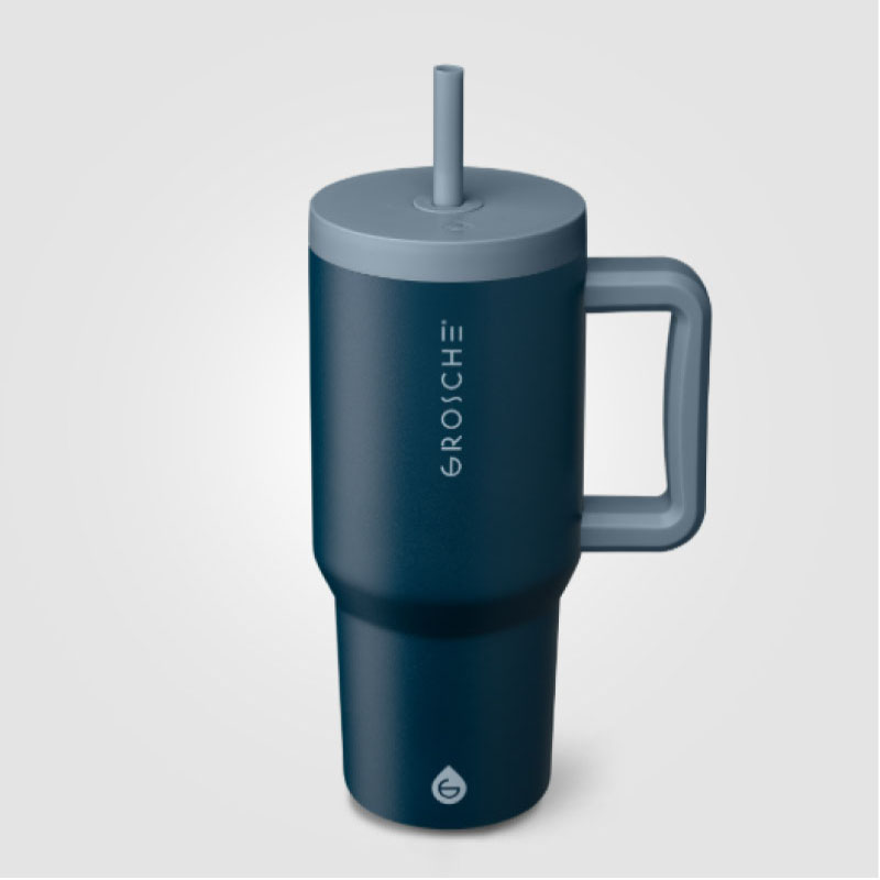 Grosche Aspen Stainless Steel Triple Wall Insulated Straw Mug – 945 ml