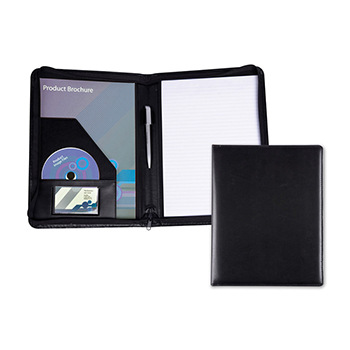 Belluno A4 Zipped Conference Folder - Black