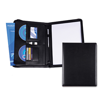 Belluno A4 Deluxe Zipped Conference Folder - Black