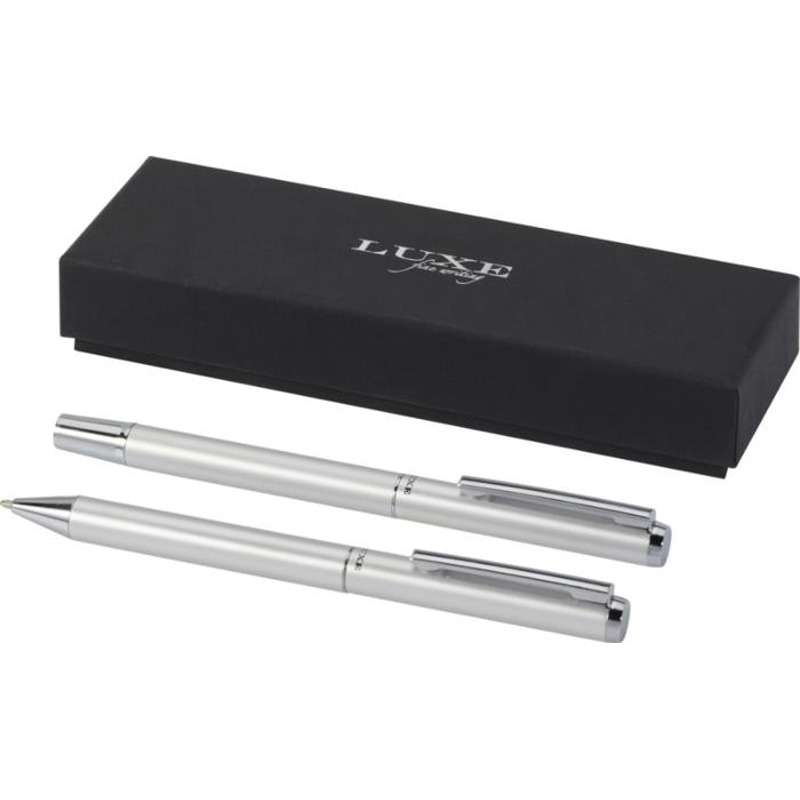 Lucetto Recycled Aluminium Ballpoint and Rollerball Pen Gift Set