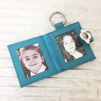 Flower Double Photo Keyring - Available In Ice Blue / Pink